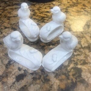 Vintage Bird Napkin Rigs Set of 4 Ceramic Bone China Ardalt Taiwan